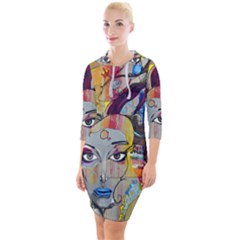 Graffiti-mural-street-art-painting Quarter Sleeve Hood Bodycon Dress by Ket1n9