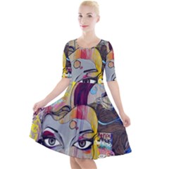 Graffiti-mural-street-art-painting Quarter Sleeve A-line Dress by Ket1n9