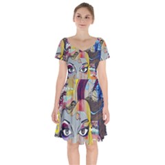 Graffiti-mural-street-art-painting Short Sleeve Bardot Dress by Ket1n9