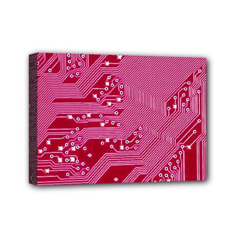 Pink Circuit Pattern Mini Canvas 7  X 5  (stretched) by Ket1n9