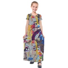 Graffiti-mural-street-art-painting Kids  Short Sleeve Maxi Dress by Ket1n9