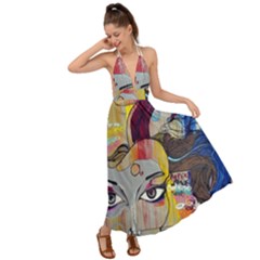 Graffiti-mural-street-art-painting Backless Maxi Beach Dress by Ket1n9