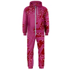 Pink Circuit Pattern Hooded Jumpsuit (men) by Ket1n9