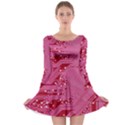 Pink Circuit Pattern Long Sleeve Skater Dress View1