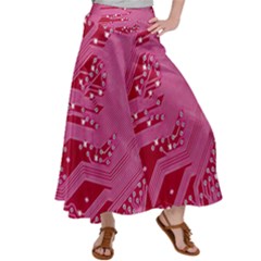 Pink Circuit Pattern Women s Satin Palazzo Pants by Ket1n9