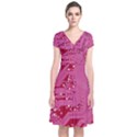 Pink Circuit Pattern Short Sleeve Front Wrap Dress View1