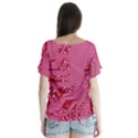 Pink Circuit Pattern V-Neck Flutter Sleeve Top View2