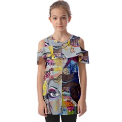 Graffiti-mural-street-art-painting Fold Over Open Sleeve Top by Ket1n9