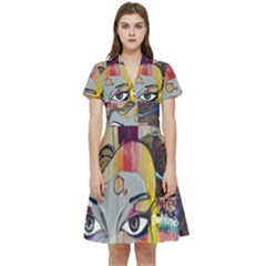 Graffiti-mural-street-art-painting Short Sleeve Waist Detail Dress by Ket1n9