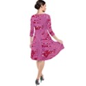 Pink Circuit Pattern Quarter Sleeve Waist Band Dress View2