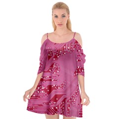 Pink Circuit Pattern Cutout Spaghetti Strap Chiffon Dress by Ket1n9