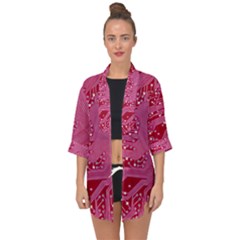 Pink Circuit Pattern Open Front Chiffon Kimono by Ket1n9