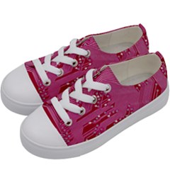 Pink Circuit Pattern Kids  Low Top Canvas Sneakers by Ket1n9