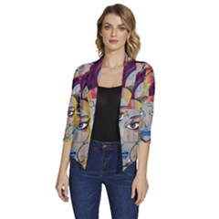 Graffiti-mural-street-art-painting Women s Draped Front 3/4 Sleeve Shawl Collar Jacket by Ket1n9