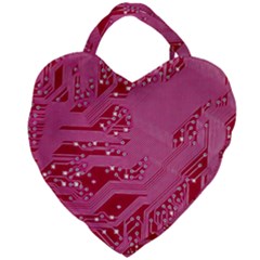 Pink Circuit Pattern Giant Heart Shaped Tote by Ket1n9