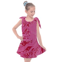 Pink Circuit Pattern Kids  Tie Up Tunic Dress by Ket1n9