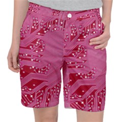 Pink Circuit Pattern Women s Pocket Shorts by Ket1n9