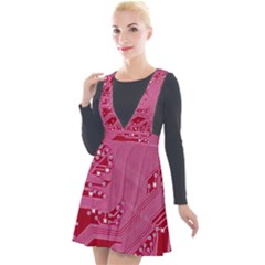 Pink Circuit Pattern Plunge Pinafore Velour Dress by Ket1n9