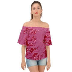 Pink Circuit Pattern Off Shoulder Short Sleeve Top by Ket1n9