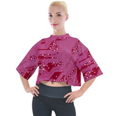 Pink Circuit Pattern Mock Neck T-shirt by Ket1n9