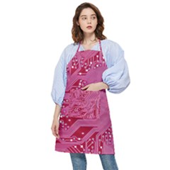 Pink Circuit Pattern Pocket Apron by Ket1n9