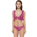 Pink Circuit Pattern Low Cut Ruffle Edge Bikini Set View1