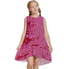 Pink Circuit Pattern Kids  Frill Swing Dress by Ket1n9