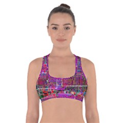 Technology Circuit Board Layout Pattern Cross Back Sports Bra by Ket1n9