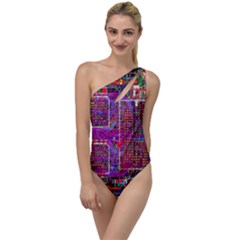 Technology Circuit Board Layout Pattern To One Side Swimsuit