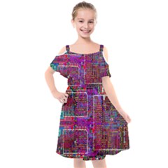 Technology Circuit Board Layout Pattern Kids  Cut Out Shoulders Chiffon Dress by Ket1n9