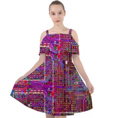 Technology Circuit Board Layout Pattern Cut Out Shoulders Chiffon Dress by Ket1n9