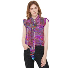 Technology Circuit Board Layout Pattern Frill Detail Shirt by Ket1n9