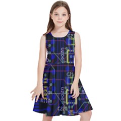 Technology Circuit Board Layout Kids  Skater Dress by Ket1n9