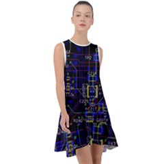 Technology Circuit Board Layout Frill Swing Dress by Ket1n9