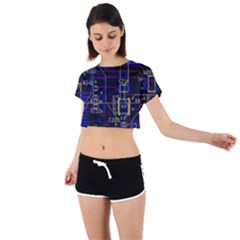 Technology Circuit Board Layout Tie Back Short Sleeve Crop T-shirt by Ket1n9