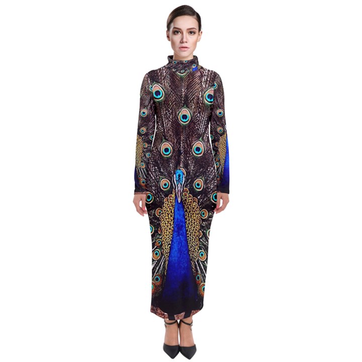 Peacock Turtleneck Maxi Dress