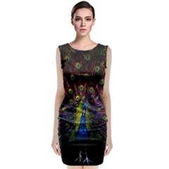 Beautiful Peacock Feather Classic Sleeveless Midi Dress by Ket1n9