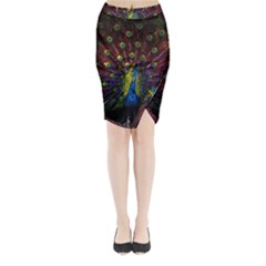 Beautiful Peacock Feather Midi Wrap Pencil Skirt by Ket1n9