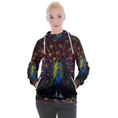 Beautiful Peacock Feather Women s Hooded Pullover