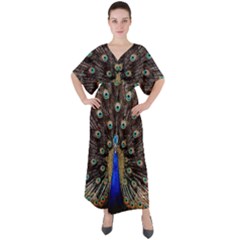 Peacock V-neck Boho Style Maxi Dress by Ket1n9