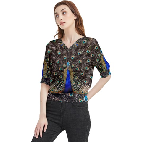 Peacock Quarter Sleeve Blouse by Ket1n9