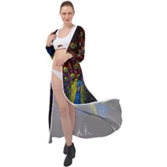 Beautiful Peacock Feather Maxi Chiffon Beach Wrap by Ket1n9