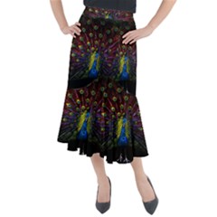 Beautiful Peacock Feather Midi Mermaid Skirt by Ket1n9