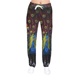 Beautiful Peacock Feather Women Velvet Drawstring Pants by Ket1n9