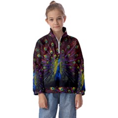 Beautiful Peacock Feather Kids  Half Zip Hoodie by Ket1n9