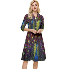 Beautiful Peacock Feather Classy Knee Length Dress by Ket1n9