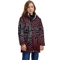 Circuit Board Seamless Patterns Set Kids  Hooded Longline Puffer Jacket by Ket1n9