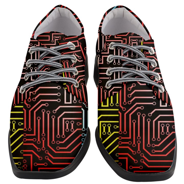 Circuit Board Seamless Patterns Set Women Heeled Oxford Shoes