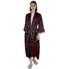 Circuit Board Seamless Patterns Set Maxi Satin Kimono by Ket1n9