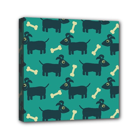 Happy-dogs Animals Pattern Mini Canvas 6  X 6  (stretched) by Ket1n9